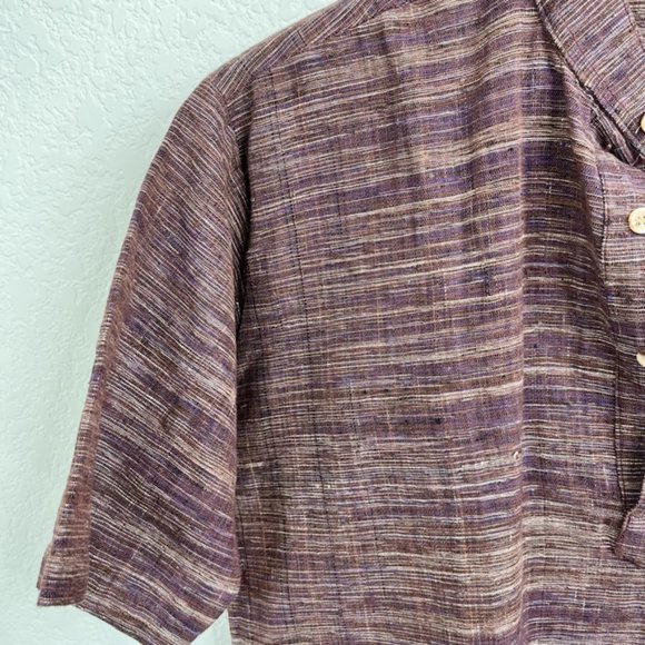 Smart Look Guayabera VTG Men's Striped Pop Over Dress Shirt - Picture 3 of 8